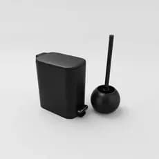 Kit Lixeira Preta Banheiro Lavabo Escova Sanitaria Inox Black Moderna Premium