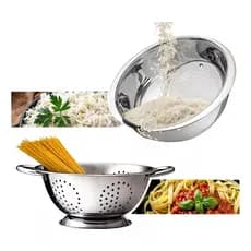Escorredor Inox Macarrão Massas e Escorredor Arroz Aço Inox