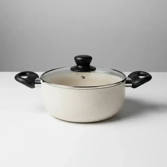 Panela Caçarola Antiaderente Cerâmica 20cm Com Tampa Gourmet Fratelli Nude