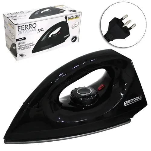 Ferro Passar Roupa Seco Portátil Antiaderente Temperatura Ajustável 127/220V Preto Alta Performance