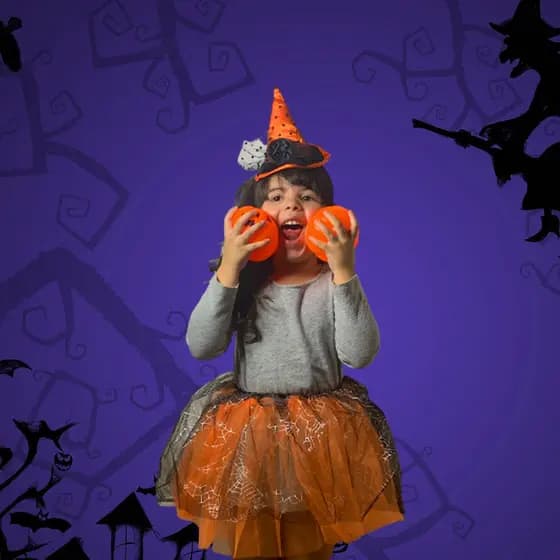 Fantasia Infantil Bruxa Bruxinha 2 pçs Saia Tule + Tiara Halloween Carnaval Laranja E Preto menina