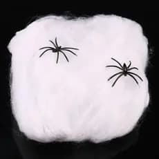 Teia de aranha falsa festa terror brincar esticar branca com duas aranha decoração hallween artificial assombrada