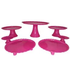 Kit Decoração SUMMER 1 Boleira Flor 33CM + 2 Mini cake + 2 Boleira Bibi 20 cm + 2 Bandejas Redonda