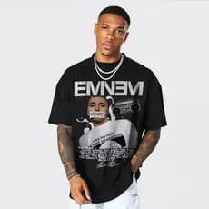 Camiseta Oversized Masculina Streetwear 100% Algodão Premium Bootleg Eminem