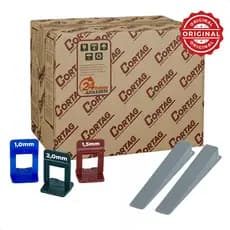 Kit 1000 Espaçador + 100 Cunhas  Cortag Clip Nivelador de Piso Porcelanato Cortag Caixa Slim