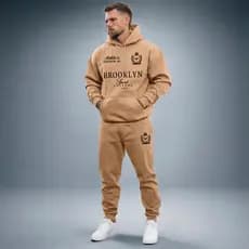 Kit Conjunto De Frio Moletom Brooklyn Calça Jogger Blusa Canguru Capuz Bolso Felpado Quente Agasalho