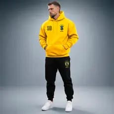 Conjunto Calça E Blusa Moletom Brasil Seleção Capuz Bolso Algodão Flanelado Quentinho Copa Do Mundo