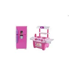 Kit Cozinha de Brinquedo Com Mini Fogão e Geladeira Freezer