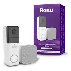 Campainha De Vídeo Sem Fio Roku Db10005 Hd 1440p Com Alexa Branco Branco