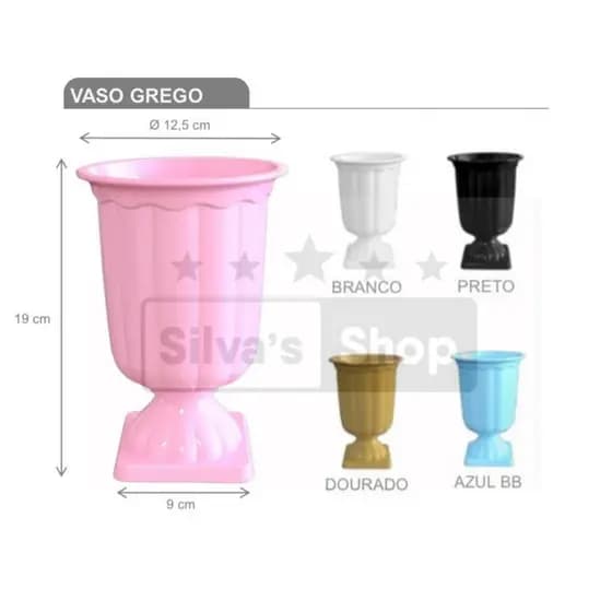 Vaso Grego - Vaso Decorativo - Vaso de Luxo - Centro de Mesa Decoração Festa 19cm - 1 und
