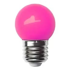 Lâmpada Bulbo Mini LED 1,5W E27 Bolinha Colorida Rosa Bivolt