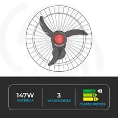 Ventilador de Parede Oscilante Ponente Good 60cm 147W Industrial Comercial Alta Vazão Econômico Procel A Silencioso