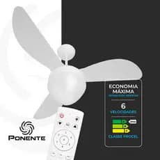 Ventilador de Teto Gale Inverter Ponente Bivolt com Controle Remoto 6 Velocidades Econômico Classe A