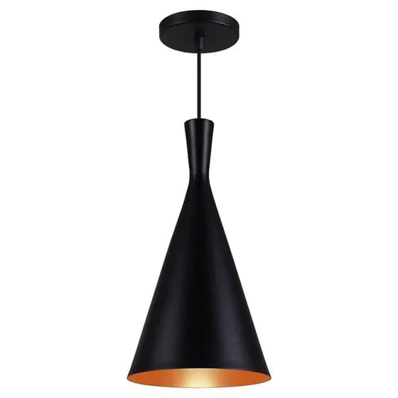 Pendente Luminária Dixon Funil Preto C/ Cobre
