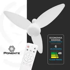 Ventilador de Teto Ponente Zonda Inverter Bivolt Controle Remoto Motor Inverter 6 Velocidades Classe A Baixo Consumo
