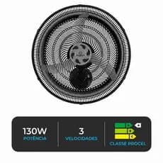 Ventilador de Parede Ponente Good 50cm 130W Oscilante Procel A Econômico com Chave CCV Alta Potência
