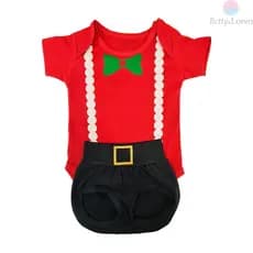 Kit Conjunto Infantil de Natal Body e Tapa Fralda Menino Fantasia Papai Noel - Tamanhos do RN ao GG