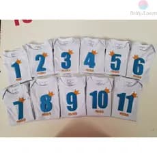 Body Personalizado Mesversario para Bebê Menino, do RN ao GG diversas Cores, Betty & Loren