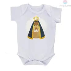 Roupa de Bebê Body  Nenê Nossa Senhora Aparecida  Menino e/ou Menina Branco do RN ao GG