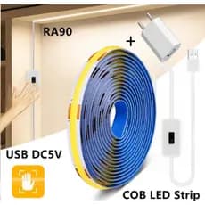 COB LED com Sensor de Movimento + Fonte USB, led, fita led,Decoração de Luz de Fundo, Fita Cob led Fita