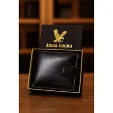 Carteira Masculina Couro Autentico Premium Extra Macia Fecho Pressão