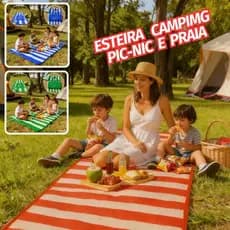 Esteira Camping Praia Pic-Nic Escolar Impermeável Dobrável Bolsa 90x170cm Leve Prática Funcional