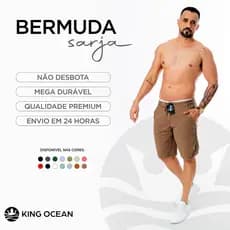 Bermuda Sarja Masculina Básica Premium Original King Ocean Envio 24 horas