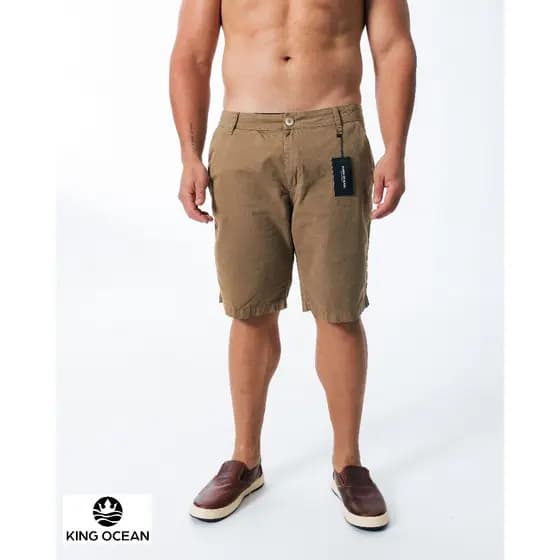 Bermuda Sarja Premium Masculina Botão Casual Confortável