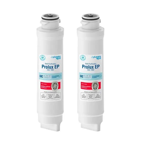 Kit 2 Unidades Refil Filtro Planeta Água Prolux EP 1082 Compatível com Purificador de Água Electrolux PE10B e PE10X