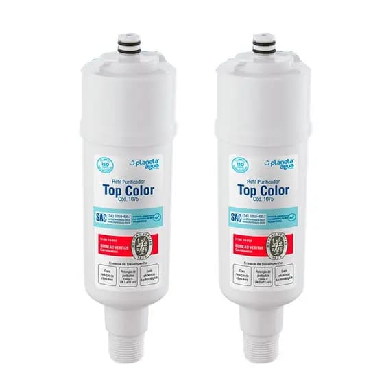 Kit 2 Unidades Refil Filtro Planeta Água Top Color Compatível com Purificador de Água Colormaq