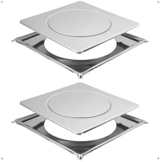 Kit 2 Ralo Click 10x10 Quadrado Inteligente com Porta Grelhas Cromado