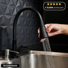 Torneira Gourmet Cozinha Bancada Preta Flexível 2 Jatos ABS Para Pia Mesa Área Gourmet Alta Moderna
