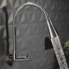 Torneira Gourmet Cozinha Parede Pia Flexível 2 Jatos Abs