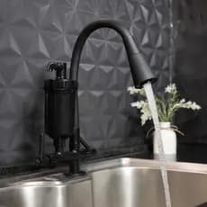Torneira Gourmet com Filtro Bancada Preta Flexível Dois Jatos ABS Para Cozinha Pia Gourmet Luxo