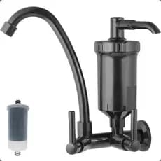 Torneira Filtro Cozinha Gourmet Parede Bica Móvel Abs Preto Preto Fosco