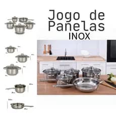 Jogo Panelas Aço Inox - Conjunto de Panelas - Kit de Panelas -Tampa Vidro 5 Peças Conjunto - Wincy