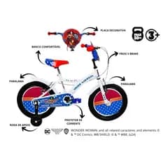 Bicicleta Infantil Mulher Maravilha - Aro 16 Com Rodinhas