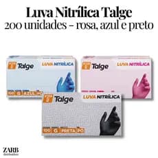 Kit 200 Luvas Nitrílicas Sem Pó Talge Inovem Proteção Atacado
