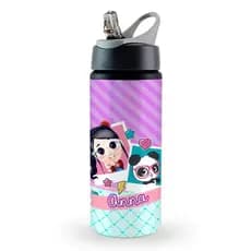 Garrafa squeeze escolar alumínio Luluca personalizada com nome