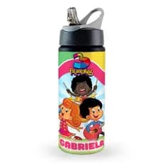 Garrafa Squeeze Infantil 3 Palavrinhas Menina Personalizada com nome