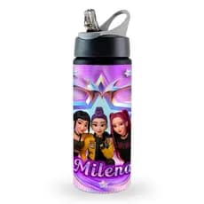 Garrafa squeeze escolar alumínio Guerreiras do Kpop personalizada com nome