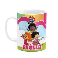 Caneca 3 Palavrinhas Personalizada com Nome 325ml | Caneca Infantil 3 Palavrinhas Menina | Polímero e Porcelana