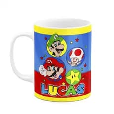 Caneca Super Mario Personalizada com Nome 325ml | Caneca Infantil Super Mario | Polímero e Porcelana
