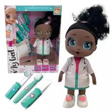 Boneca Dentista My Best Negra 32 cm Com Acessórios Emborrachada - Promoção
