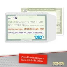 Capa Plastica Para  Rg E Eleitor  Kit Com 100 Unidades