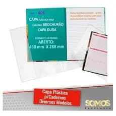 Capa P Caderno Brochurão Capa Dura  Kit 5 Unidades Ref 605