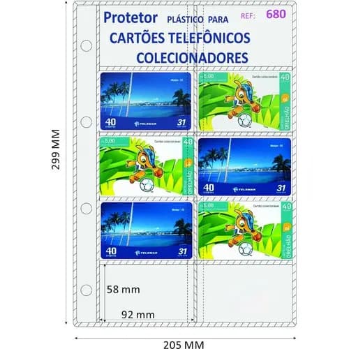 Porta Colecionador Telefonico  Com 10 Divisões -kit 15 Unid