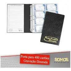 Porta Cartões Profissional P 400 Cartões Grav Dourada