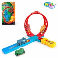 Pista de Corrida com Carrinho Dinossauro e lançador Loop Brinquedo de Menino Divertidas