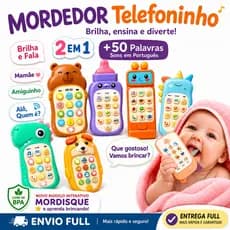 Celular Infantil Musical Telefone Interativo Mordedor com Som e Luz para Bebê